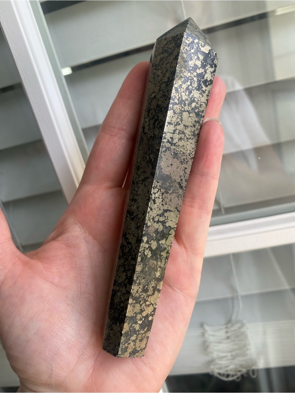 Pyrite Crystal Wand With Gold Stand
